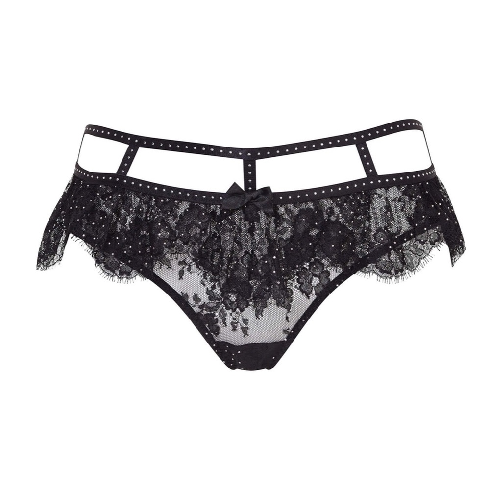 Agent Provocateur Black Lace Studded embellished Cutout Bikini Panty Davinah
